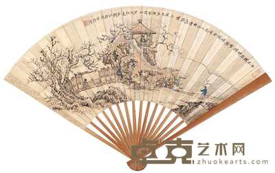 钱松嵒 晴雪吟诗 成扇 52×18cm